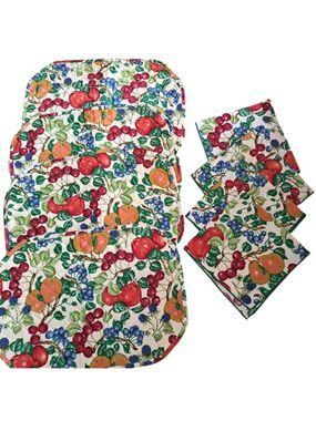VTG KAY DEE RHAPSODY quilted fruit orchard placements napkins farmhouse USA